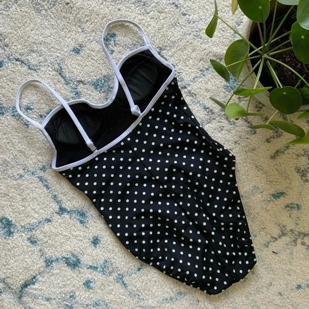 polka dot one-piece swimsuit | size 4 | built in bra - Picture 4 of 6